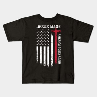 jesus make america godly again American Flag Cross Jesus Kids T-Shirt